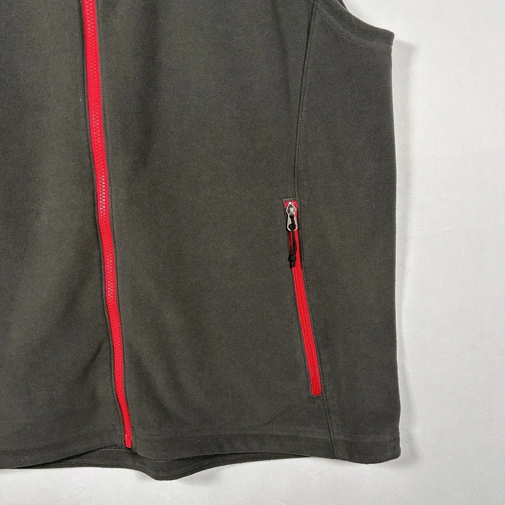 The North Face Full-Zip Fleece Vest Charcoal Gray Red Gorpcore Casual Outdoor XL